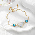 Gold Tone Pressed Flower Crystal Heart Slider Bracelets in Six Designs view 7