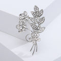 Crystal Flower Branch Bouquet Brooch in Silver and Gold view 6