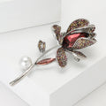 Orchid Flower Brooch In 2 Styles With Polished Metal And Decorative Details view 3