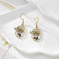 Gold Tone Santa Pressed Flower Drop Earrings in Seven Designs view 6