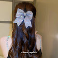 Large Crystal Mesh Bow Hair Clip In Black Iridescent Or Silver view 2