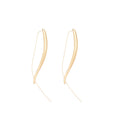 Long Curved Threader Drop Earrings in Gold and Silver Tone view 5