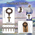 Dark Wood Bead Rosary Loop With Crucifix Pendant and Attached Hardware view 3