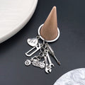 Antique Silver Motorcycle Tool Saw Wrench and Heart Charm Keychain view 3