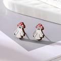 Halloween Wood Skull Ghost and Spider Stud Earrings in Nineteen Designs view 12