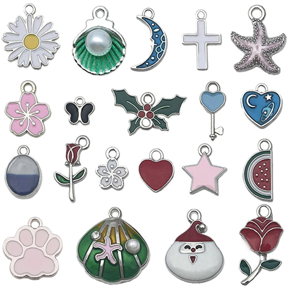 Enamel Zinc Alloy Starfish Watermelon Leaf Charm Pendant for DIY Earrings Jewelry