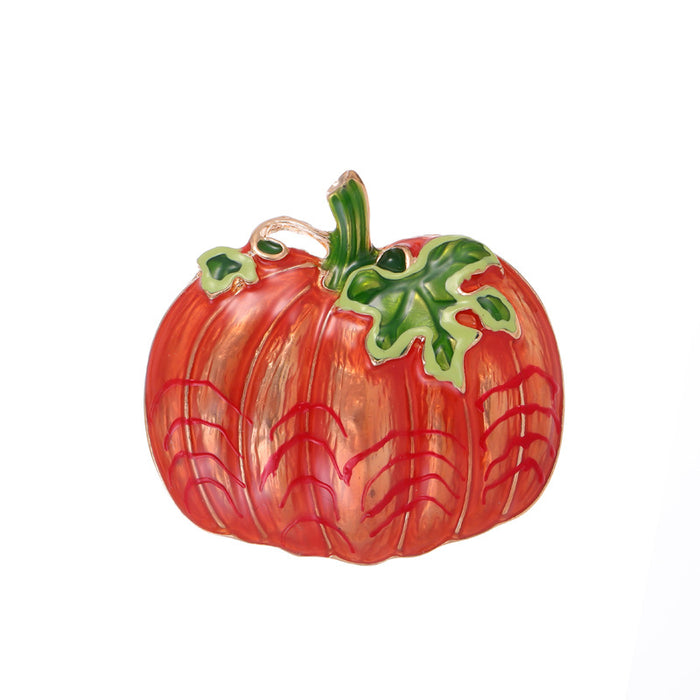 Orange Pumpkin Enamel Metal Brooch Pin for Jackets and Lapels