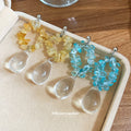 Floral Stone and Clear Teardrop Earrings in Two Colors view 2