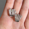 Five Row Fan Crystal Stud Earrings in Polished Metal view 3