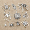 Assorted Spider and Spiderweb Charms in Silver Tone Metal view 4