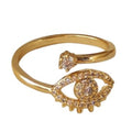 Gold-Tone Open Adjustable Evil Eye Crystal Accent Ring view 5