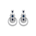 Blue Crystal Floral Circle Statement Stud Earrings view 5