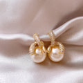 Crystal Swirl Pearl Style Stud Earrings with Metal Settings view 6
