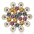 Multicolor Crystal Flower Brooch with Open Petal Loops view 1