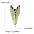 Crystal Y-Shaped Fringe Brooch With Black Chevron Detail view 6
