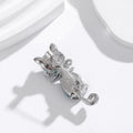 Blue Silver Tone Cat Crystal Four Designs Metal Brooch Pin view 3