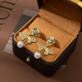 Gold and Silver Rose Butterfly Pearl Look Earrings view 6