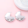 Polished Notched Round Gold and Silver Statement Earrings view 3
