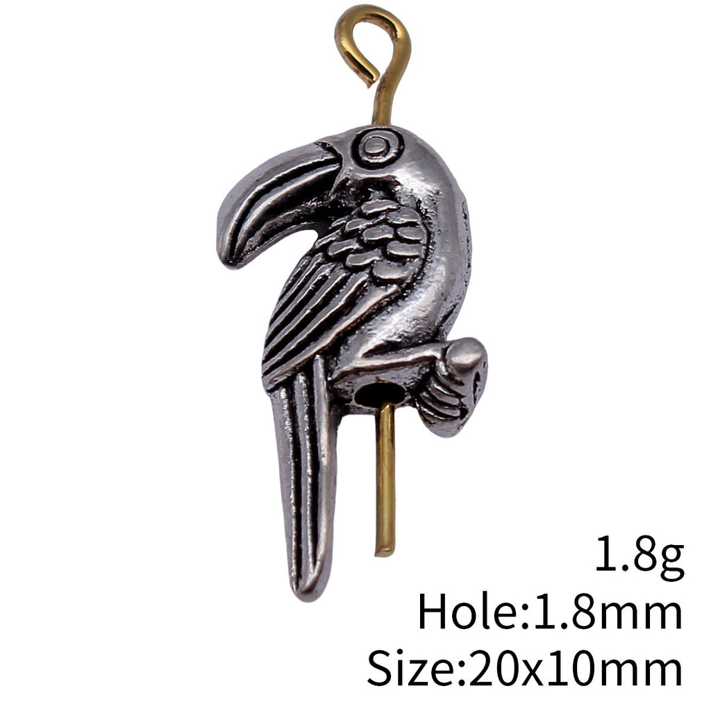 20x10mm 1.8g Antique Silver Zinc Alloy Toucan Loose Metal Bird Beads for Animal Theme Jewelry Making
