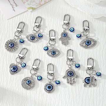 Silver Tone Blue Evil Eye Clip Charms in Ten Designs