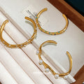 Gold Open Cuff Bangles Pearl Crystal Multicolor Accents view 4