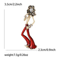 Gold Enamel Dancing Lady Brooch Rhinestone Figure Pin view 6