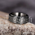Greek Key Spinner Band Ring Black Steel Metal Alloy view 4
