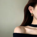 Two Tone Folded Geometric Metal Statement Stud Earrings view 4