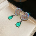 Colorful Crystal Floral Drop Earrings with Reflective Details view 6