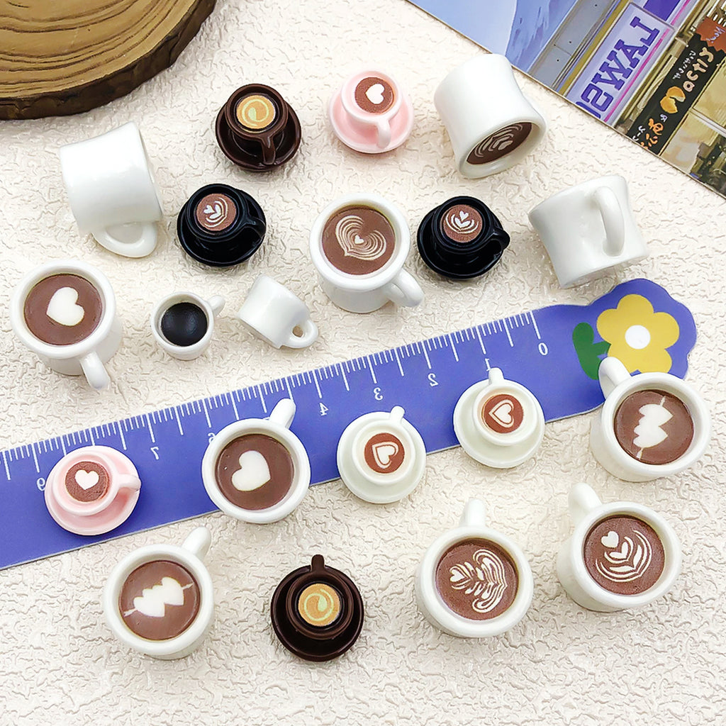 Resin Carved Coffee Cup food charm pendants for DIY cream glue jewelry accessories