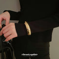 Thick Rounded Donut Hinged Bangle In Silver Tone Or Gold Tone view 3