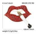 Crystal Lips and Cigarette Brooch in Pink or Red Stones view 5