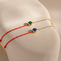 Red Cord Gold Chain Single Zircon Birthstone Bracelets view 2