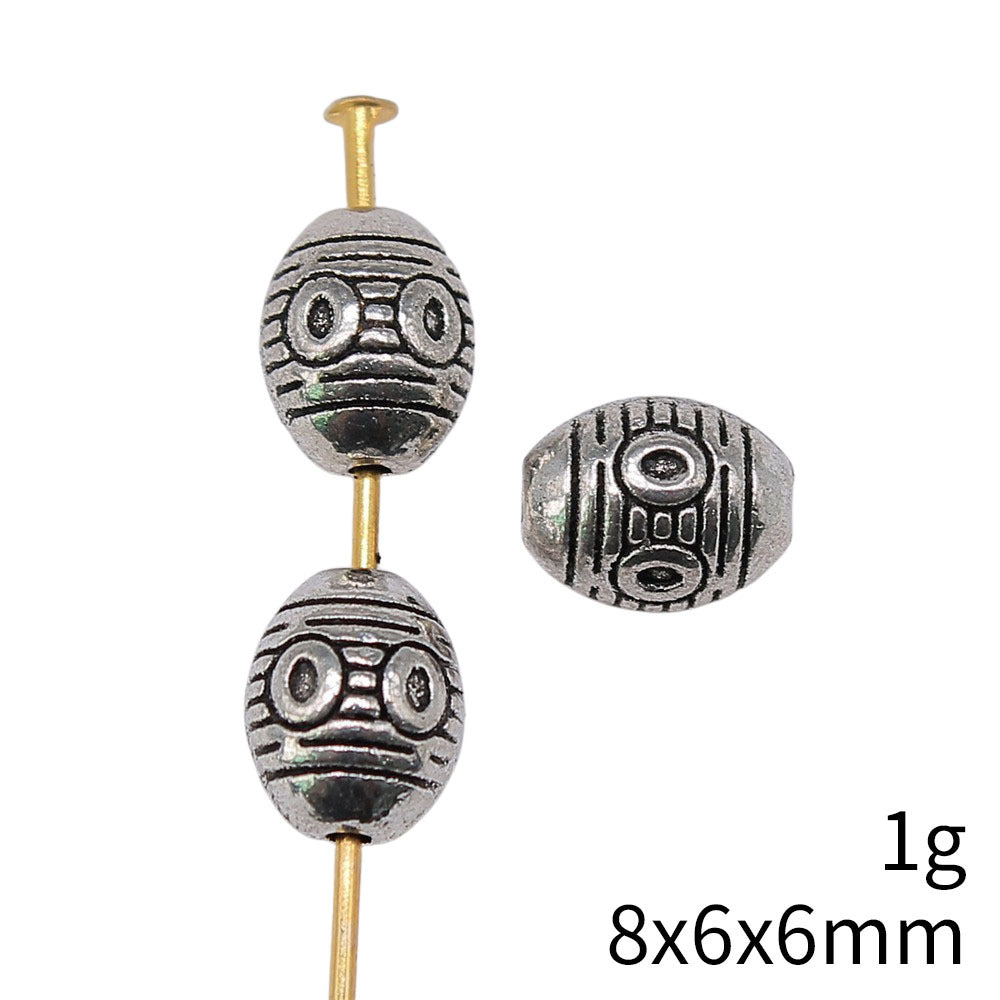 8x6x6mm 1g Antique Silver Zinc Alloy Engraved Texture Small Hole Spacer Beads for Bracelet Making