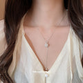 Silver Floral Cluster Pearl Drop Necklace for Layered Everyday Styling view 1