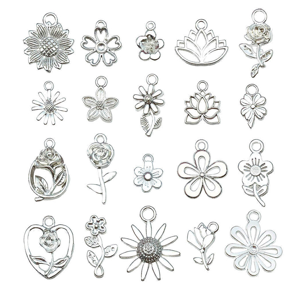 Zinc Alloy Sunflower Lotus Rose Flower Charm Pendant for DIY Earrings Bracelet Keychain