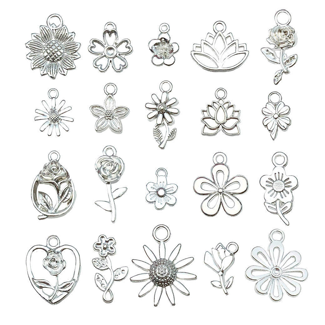Zinc Alloy Sunflower Lotus Rose Flower Charm Pendant for DIY Earrings Bracelet Keychain