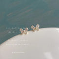 Gold Clear Cubic Zirconia Butterfly Wing Stud Earrings view 1