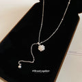 Silver Floral Cluster Pearl Drop Necklace for Layered Everyday Styling view 2