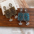 Filigree Rectangle Drop Earrings in Two Colors Statement Jewelry view 2