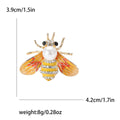 Enamel Bee Brooch Pearl Rhinestone Gold Grey Yellow Pin view 8