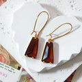 Trapezoid Faceted Crystal Drop Earrings Gold Hooks 7 Colors view 10