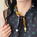 Fabric Scarf Wood Acrylic Bead Necklace Three Styles view 1