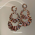 Layered Leopard Pattern Oval Drop Earrings Statement Jewelry Design view 1