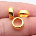 11x11x4.6mm 1.4g Bright Gold Zinc Alloy Smooth Large Hole Spacer Beads for Bracelet Necklace Jewelry Making