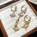 Diamond Crystal and Faux Pearl Huggie Earrings in Two Tones view 2