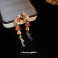 Multicolor Crystal Parrot Long Drop Earrings Jewelry view 2