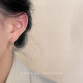 Gold Tone Clear Stone Top And Ivory Fan Drop Stud Earrings view 4
