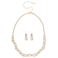 Square Crystal Necklace Drop Earring Sets Gold Silver Tone view 5