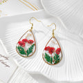 Large Red Flower Teardrop Earrings, Necklace and Coordinated Set view 3
